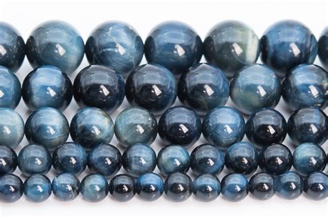 Genuine Natural Gray Blue Tiger Eye Hawk Eye Loose Beads Grade Etsy