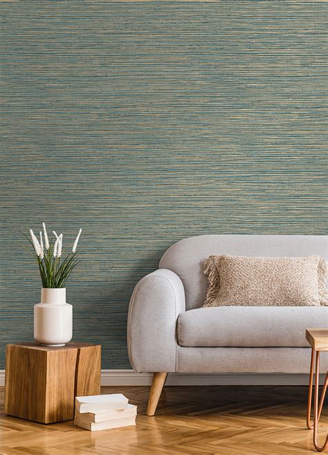 4125 26717 Alton Teal Faux Grasscloth Wallpaper By Advantage