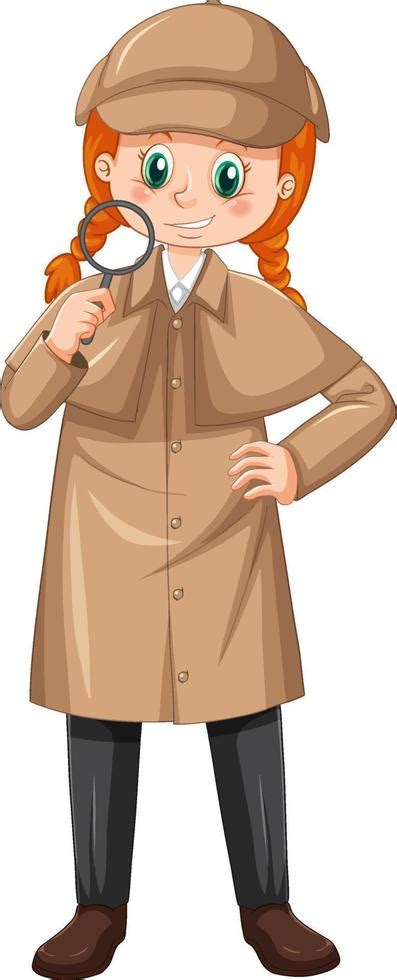 Female Detective Wearing Brown Overcoat And Hat 6581056 Vector Art At