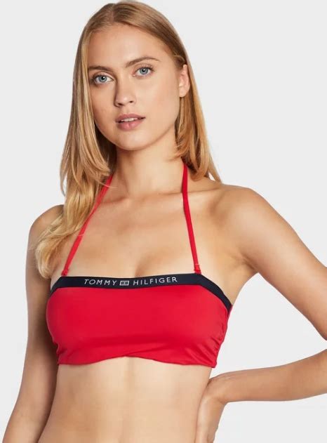 TOMMY HILFIGER CZERWONA GÓRA OD BIKINI 75C SPF 13088684754 oficjalne archiwum Allegro