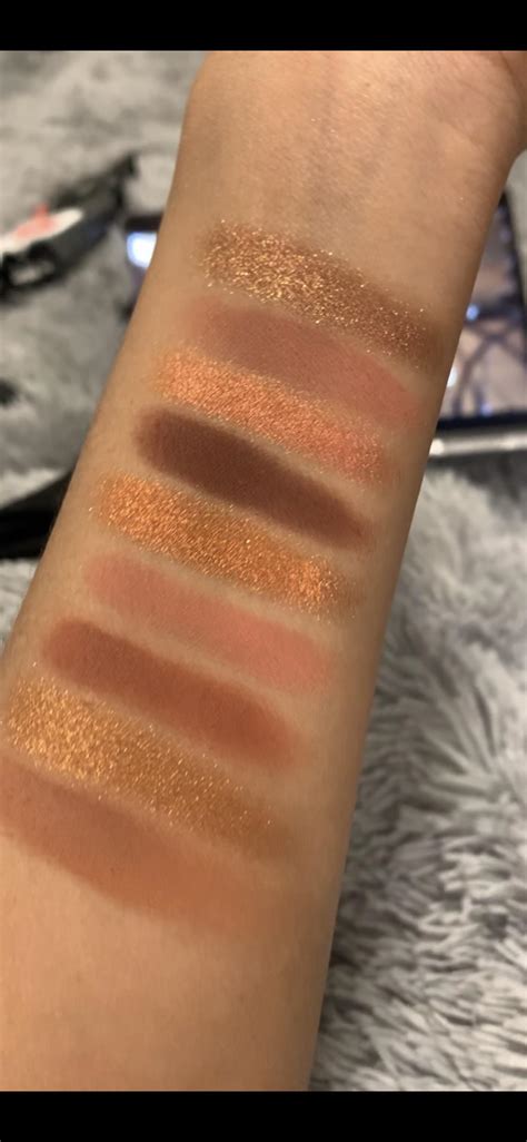 HudaBeauty Nude Medium Palette Swatched On Medium Dark Skin R