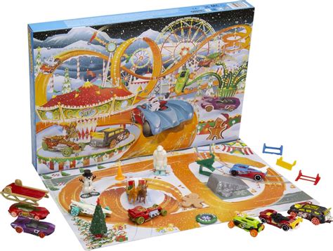 Mattel Hot Wheels Adventskalender Hot Wheels Spielzeugautos Mit Feiertagsmotiven Und Diversem