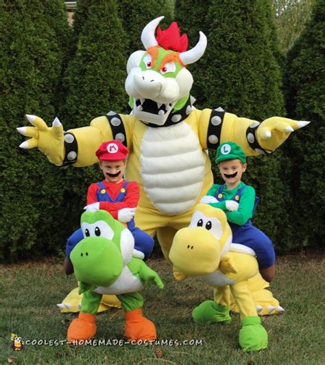 Awesome Homemade Mario Family Costume - Bowser, Mario, Luigi, Toad, and ...