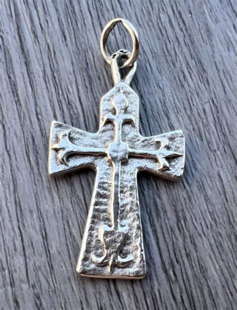 ANCIEN PENDENTIF EN Argent Massif Croix Celtique Créateur Breton