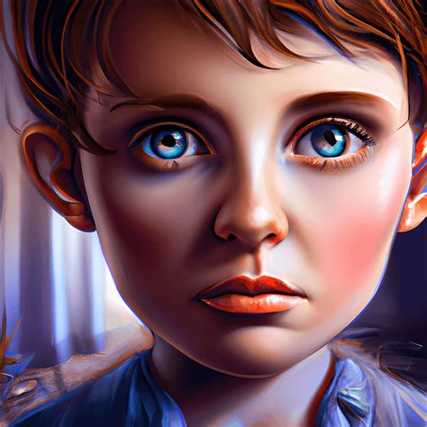 A Realistic Drawing of a Little Boy with Short Brown Hair and Blue Eyes ...