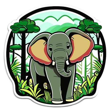 Premium Vector Cartoon African Forest Elephant Sticker Illustration