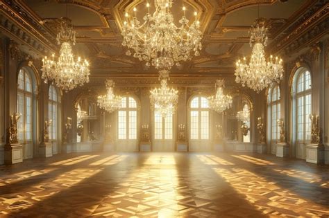 Premium Photo Elegant Ballroom Adorned With Crystal Chandeliers