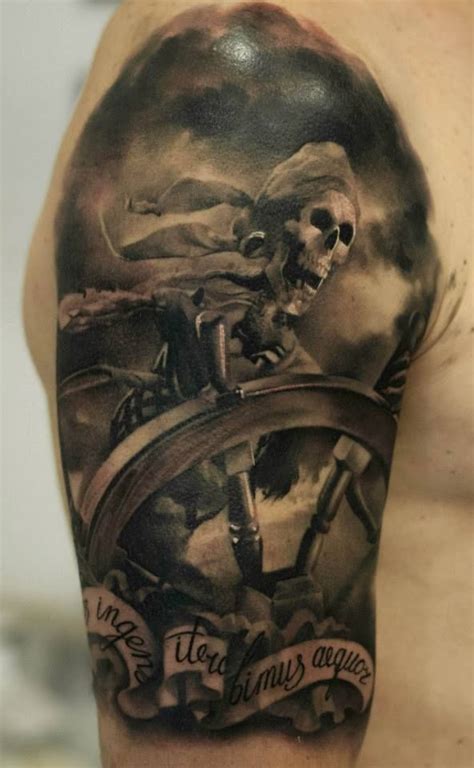 Skeleton pirate tattoo on shoulder - Tattooimages.biz