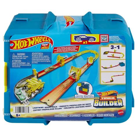 Mattel Hot Wheels Track Set With Car Boosting Components Stackable Toy Storage Box