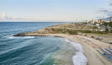 Aerial View Picturesque Public Beach with Turquoise Water. Los Corales ...