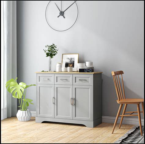 Winston Porter Sideboard Buffet Cabinet With 3 Storage Drawers Kitchen