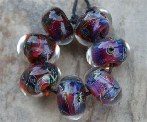 Stoneymarie Set Of 7 Handmade Boro Borosilicate Lampwork Glass Beads Lampwork Glass Beads