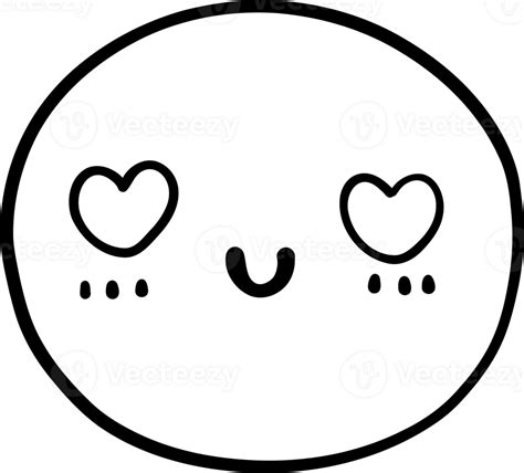 Cute In Love Emoji Emoticon Doodle Outline Png