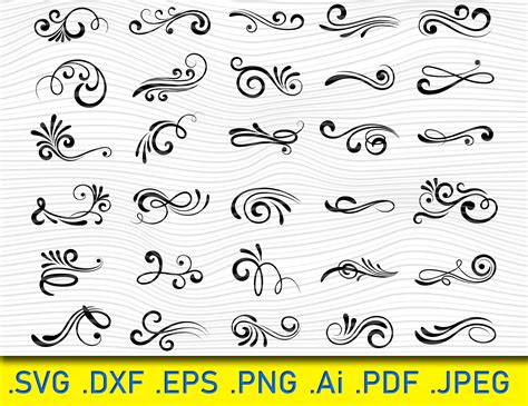 Swirl Svg Flourish Svg Swoosh Svg Stroke Svg Ornaments Etsy