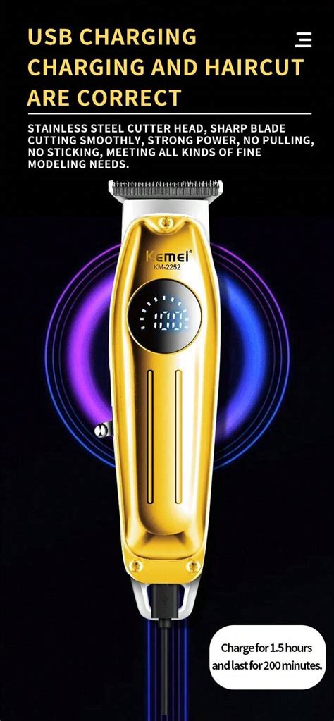 Kemei Km Recortadora De Cabello El Ctrica Profesional Con Pantalla