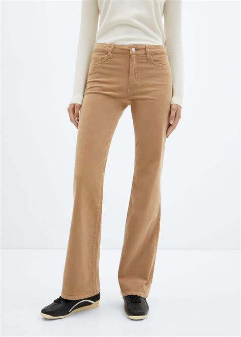 Mid Rise Flared Corduroy Broek Dames Mango Nederland