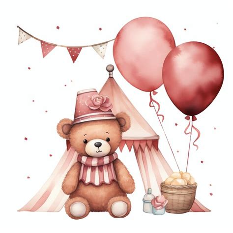 Lindo Palha O De Circo Teddy Rosa Ursinho Aquarela Clipart Ilustra O