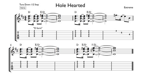 Extreme Tab Hole Hearted Intro Chord Inversion CAGED Lesson - Guitar ...