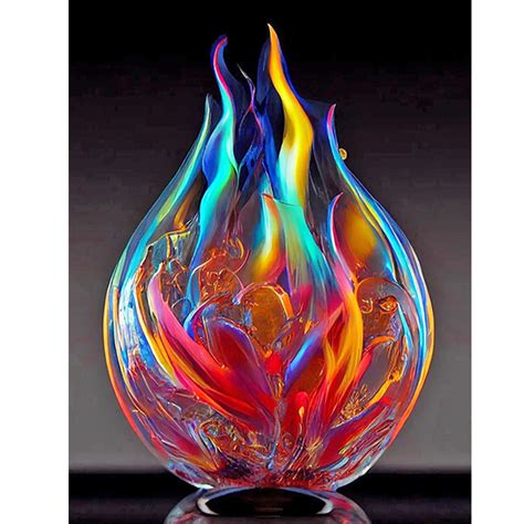 Glass Fire Sculpture Full Round Diamond Painting 30 40CM