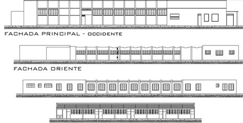 College Commercial building Elevation plan detail dwg file - Cadbull