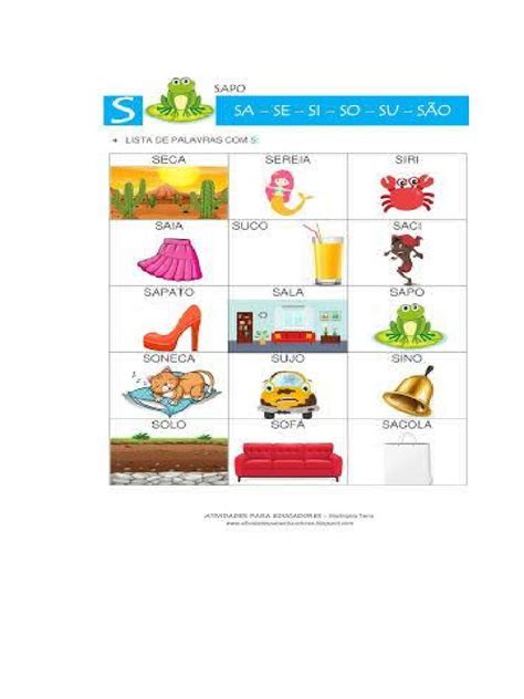 Palavras Da Letra S | PDF