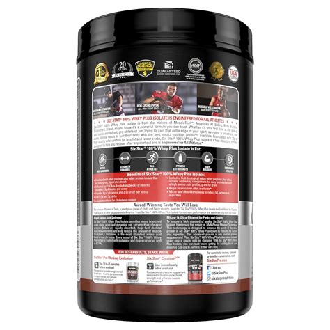 Six Star Whey Isolate Plus Protein Powder, 100% Whey Protein Isolate ...