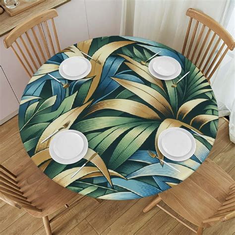 GOSMITH Tablecloths Tropical Leaf Accent Banana Palm Leaves Decorative