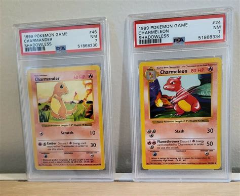 Mavin PSA 7 Charmander And Charmeleon Shadowless Base Set 1999