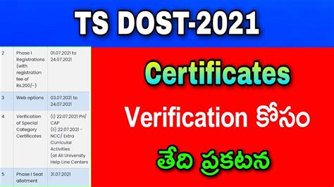 Ts Dost 2021 Ts Dost Certificate Verification Ts Dost 2021 Latest