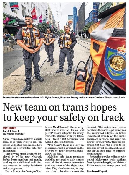 Newspaper The Age New Team On Trams Hopes To Keep Your Safety On