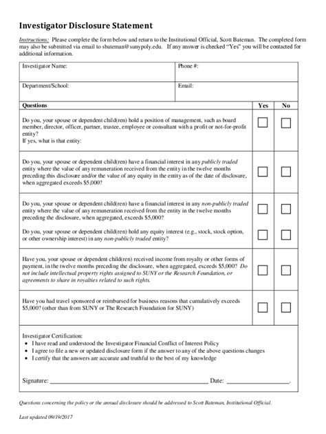 Fillable Online COI Annual Disclosure Form Fax Email Print PdfFiller