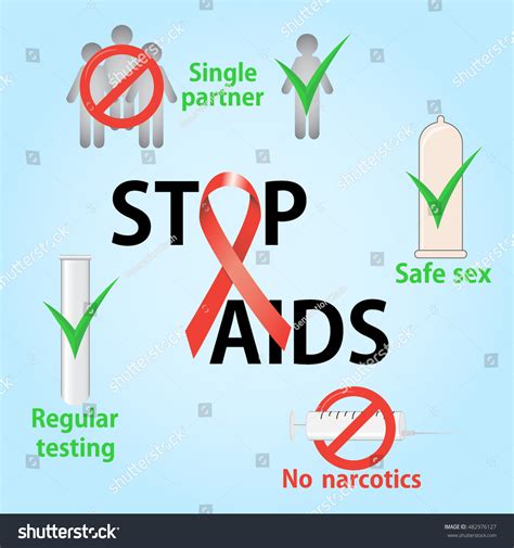 Prevention Methods Against Infection Aids Vector เวกเตอร์สต็อก ปลอด