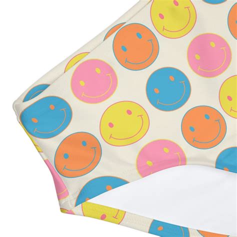 Retro Smiley Face Print Swim Suit Smiley Face Bikini Girls Etsy Australia