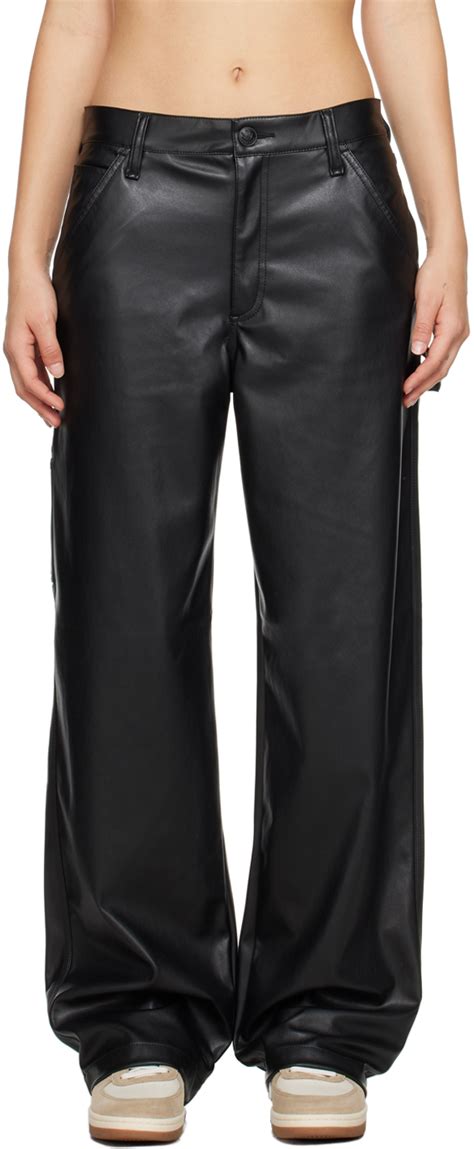 Pantalon Sid noir en cuir synthétique rag bone en solde