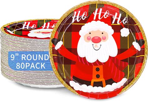 Amazon DYLIVeS Santa Claus Christmas Paper Plates 80 Count Xmas