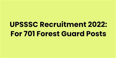 Upsssc Recruitment 2022 For 701 Forest Guard Posts