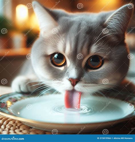 A Dog With Its Tongue Out, Drinking Water From A Garden Hose On A Hot