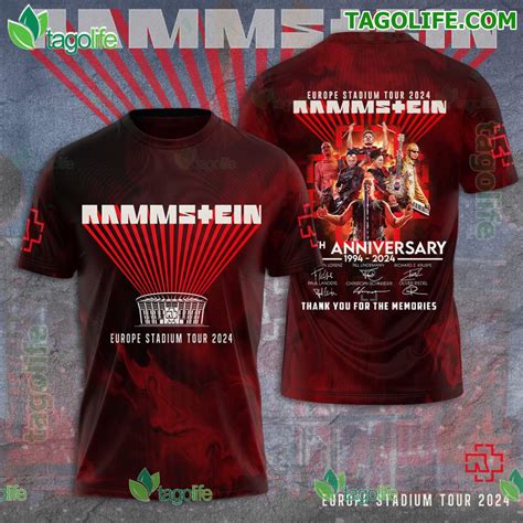 Rammstein Europe Stadium Tour Th Anniversary T Shirt Tagolife