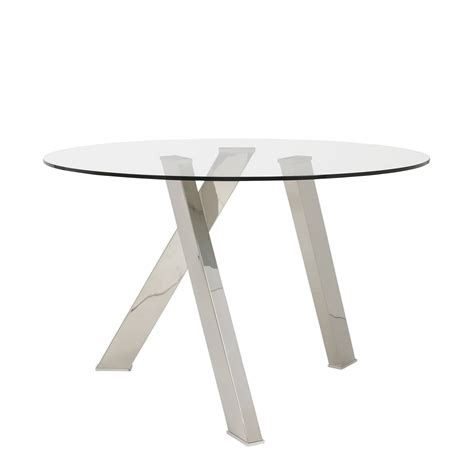 Euro Style Frederick Polished Stainless Steel Dining Table Polished Stainless Steel Clear