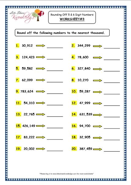 Rounding To The Nearest Worksheets