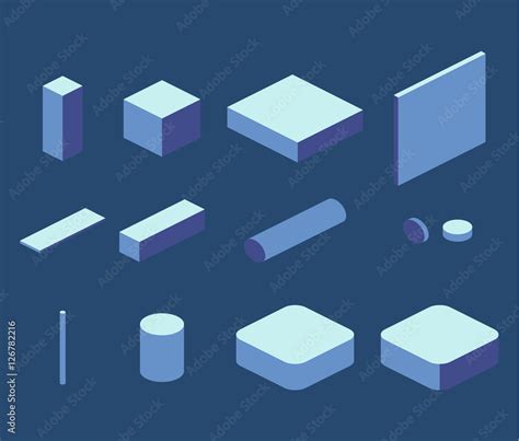 Isometric Flat 3D Concept Vector Simple Elements Cube Square