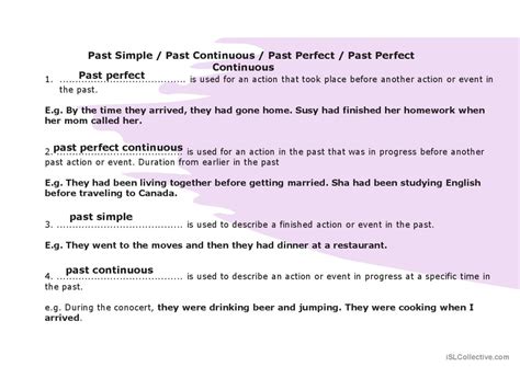 Narrative Tenses English Esl Powerpoints