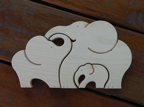 Elefanten Familie Holz Elefant Spielzeug Elefant Puzzle Etsy