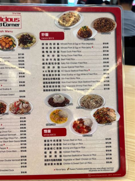 Menu at Delicious Food Corner Irvine cafe, Irvine