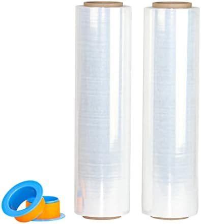 BOMEI PACK Clear Stretch Wrap Industrial Strength With Plastic Handle