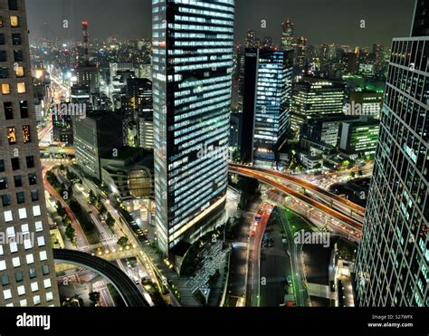 Tokyo Japan nighttime skyline Stock Photo - Alamy