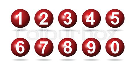 Collection Of Numbers Red Spheres Stock Vector Colourbox