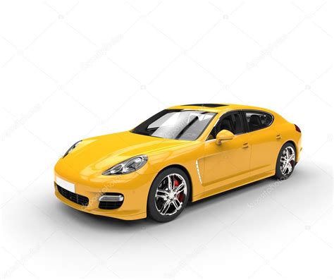 Yellow Car White Background