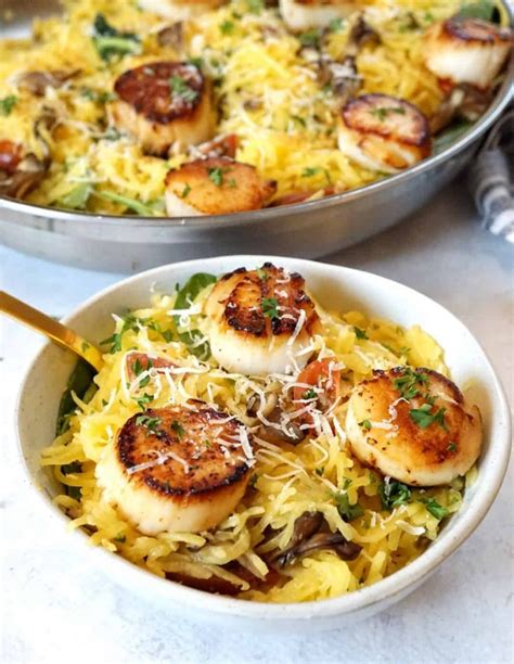 Low Carb Seared Scallops And Spaghetti Squash Recipe JZ Eats