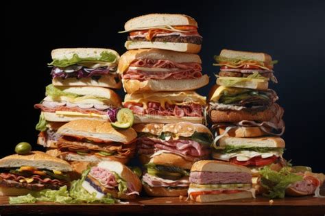 A Variety of Sandwich Types Displayed Together Stock Photo - Image of ...